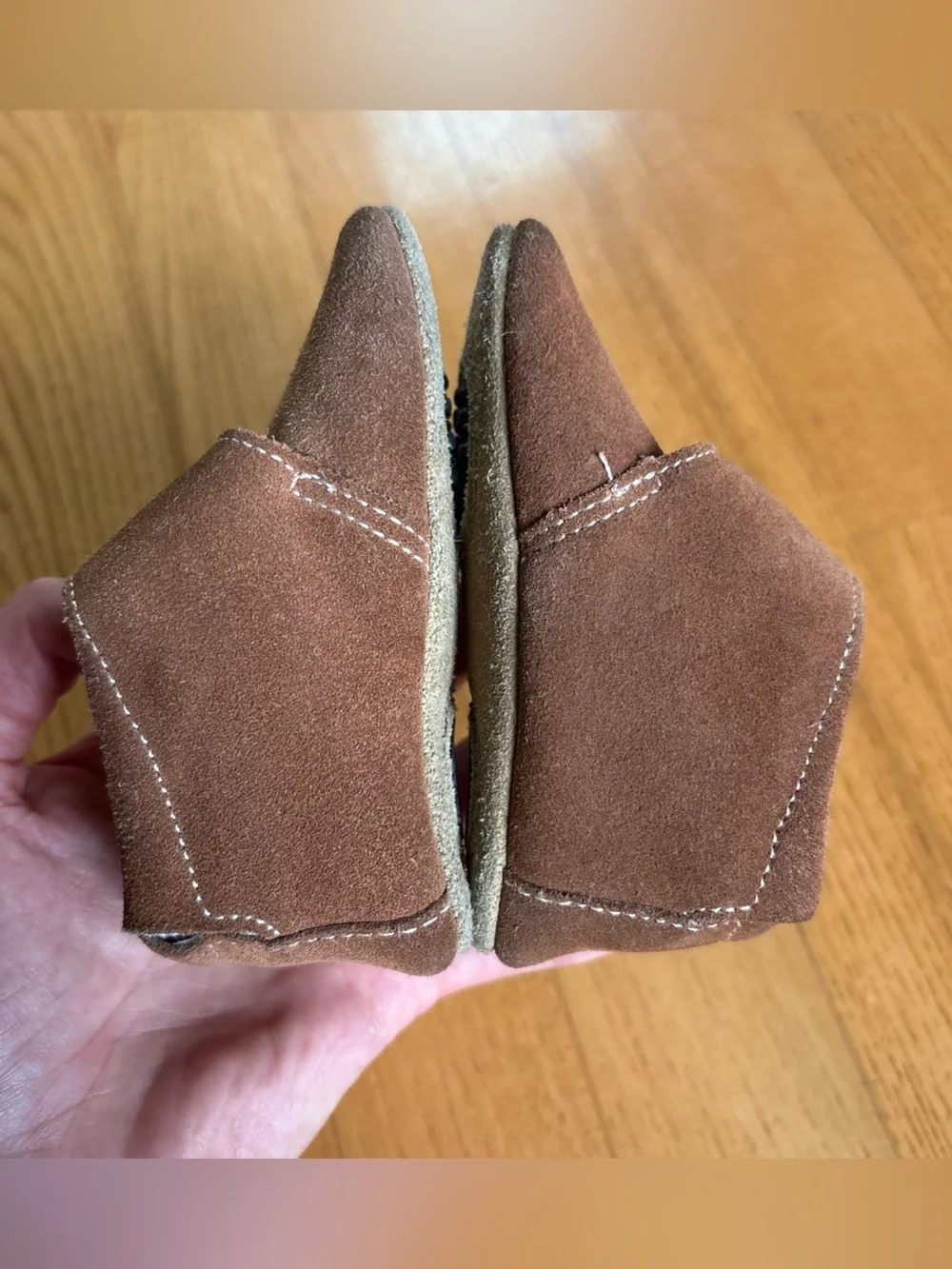 Livie & Luca Benny bootie Shoes Brown camel suede Leather Button 6-12 Months